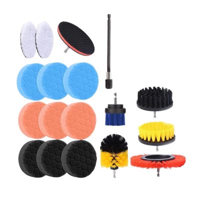 19PCS Clean Detail Brush Attachments Cleaning Set Scrub Pads Sponge Power Scrubber Brush With Extend Clean
