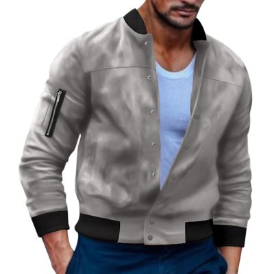 Duohropke Men's Summer Jacket Plain Stretch Spring Jacket Men Thin Pilot Jacket Casual Transition Jacket Stretch Bomber Jacket Lightweight Aviator Jacket, gray, L