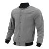 Duohropke Men's Summer Jacket Plain Stretch Spring Jacket Men Thin Pilot Jacket Casual Transition Jacket Stretch Bomber Jacket Lightweight Aviator Jacket, gray, L view 3