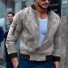 Duohropke Men's Summer Jacket Plain Stretch Spring Jacket Men Thin Pilot Jacket Casual Transition Jacket Stretch Bomber Jacket Lightweight Aviator Jacket, gray, L view 4