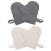 CORHAD 4pcs Water Absorbing Felt Sauna Mittens and Exfoliating Gloves Set for Sauna and Shower, Heat Insulation Hand Protection Mitts, Grey and White Bath Scrubbing Accessories