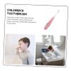 PLAFOPE Children's Manual Toothbrush with Supple Bristles and Non-Slip Handle for Babies and Boys and Girls Aged 2-12, Pink Toothbrush with Storage Bucket for Easy Oral Cleaning view 2