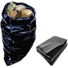 10 Pack British Made Heavy Duty 400 Gauge Large Black Plastic Polythene Builders Bags Size 20 x 30" / 500 x 750mm Durable Rubble Brick Gravel Sand Aggregate Wood Timber Storage Sacks Builders 25kg+
