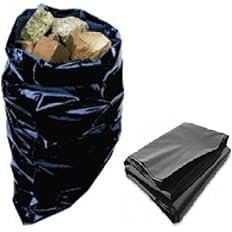 10 Pack British Made Heavy Duty 400 Gauge Large Black Plastic Polythene Builders Bags Size 20 x 30" / 500 x 750mm Durable Rubble Brick Gravel Sand Aggregate Wood Timber Storage Sacks Builders 25kg+