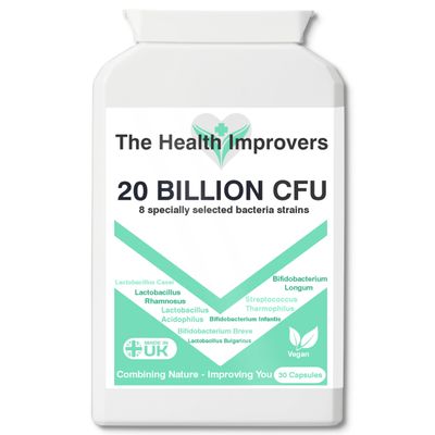 20 Billion CFU - 8 Strains - Probiotics for Digestion Gut Health & Bloating Supplement Capsules Vegan 1 Months Supply