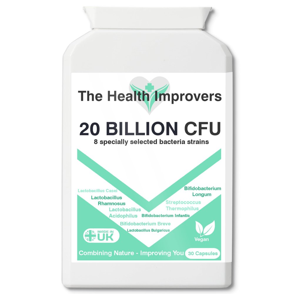 20 Billion CFU - 8 Strains - Probiotics for Digestion Gut Health & Bloating Supplement Capsules Vegan 1 Months Supply