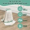 20oz Commercial Cleaning Mop Head Replacements, 3 Pack Heavy Duty Industrial Cotton Looped End String Cleaning Mop Head Refills,Used for Home,Garage,Office and Kitchen,White Mop Refills view 2