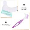FRCOLOR Denture Cleaning Brush 2pcs Double-Sided Denture Toothbrush with Large Non-Slip Handle for False Teeth Care at Home, Portable Dental Hygiene Supply in Green and Purple view 4