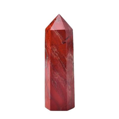 1PC Natural Stone Crystal Red Jasper Healing Obelisk Quartz Tower Ornament for Home Decor Energy Stone Pyramid(70-80mm)
