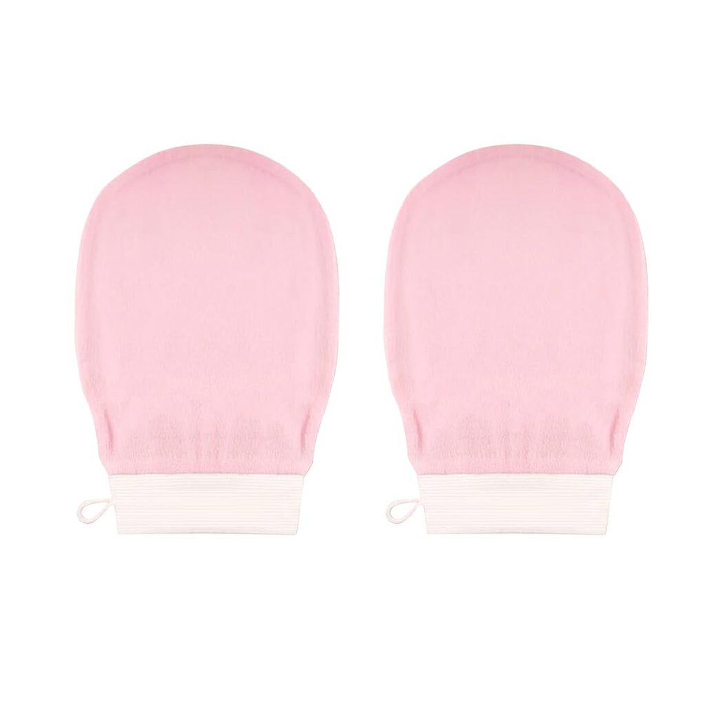 siduytin 2Pcs Bath Gloves Bathing Glove Exfoliating Facial Massage Multi Color for Mitt Rubbing Towel Dead Skin Bathroom Home, Pink