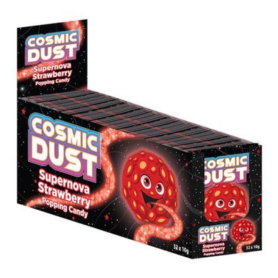Cosmic Dust Supernova Strawberry Popping Candy - 32 Packets of 10g Display Box - Fun and Exciting Popping Sensation - Great for Parties