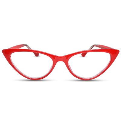 2SeeLife Small Cat Eye Reading Glasses for Women Narrow-Medium Fit, Sturdy Frame, Spring Hinges, Premium Funky Readers, Red, +2.25