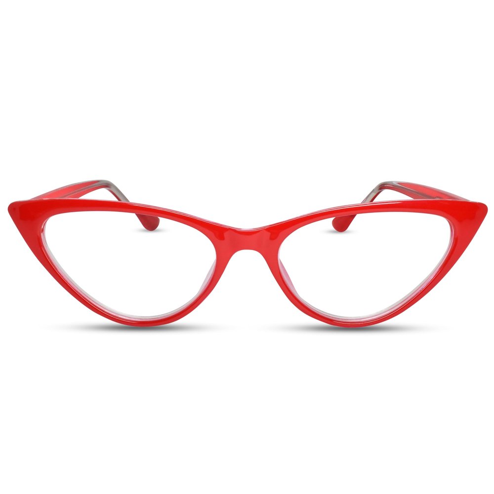 2SeeLife Small Cat Eye Reading Glasses for Women Narrow-Medium Fit, Sturdy Frame, Spring Hinges, Premium Funky Readers, Red, +2.25
