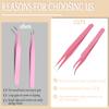 KINDOYO 2 Pieces Straight and Curved Stainless Steel Tweezers Kit - Pointed Tips for Eyelash Extensions, DIY Crafts, Nail Art, Jewelry Making view 3