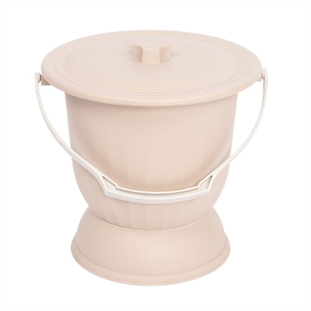 CHFYIJYHM Urinal Bucket Chamber Pots for Women with Lid Spittoon Bucket Portable Handheld Thick Pee Bucket Urine Pots Bed Pan for Elder Unisex Potty(Khaki,24.5 * 24.7cm)