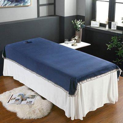 Morbuy Massage Bed Cover Sheet, Beauty Bed Cover with Face Hole Soft Washable SPA Massage Table Face Towel Suitable for Salons SPA and Therapists (Navy,200x120cm)