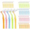 RAYITO 100 Pcs Interdental Brushes, 5 Sizes Soft Dental Brushes with Non-Slip Handle Angled Head Tooth Picks Floss Sticks Dental Floss Brushes for Braces Oral Cleaning Narrow Gaps Between Teeth view 1