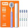Bitvae Ultrasonic Electric Toothbrush for Adults and Kids, ADA Accepted Travel Electric Toothbrush with Rechargeable 60-Day Battery Life, 8 Toothbrush Heads, 5 Modes, Toothbrush Holder, Purple view 1