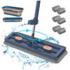 8Pcs/Set Flat Mop And Bucket System 360 Rotating Flat Mop and Collapsible Mop Bucket with Wheels, Floor Mop with 6 Washable & Reusable Microfiber Pads for Home, Office view 1