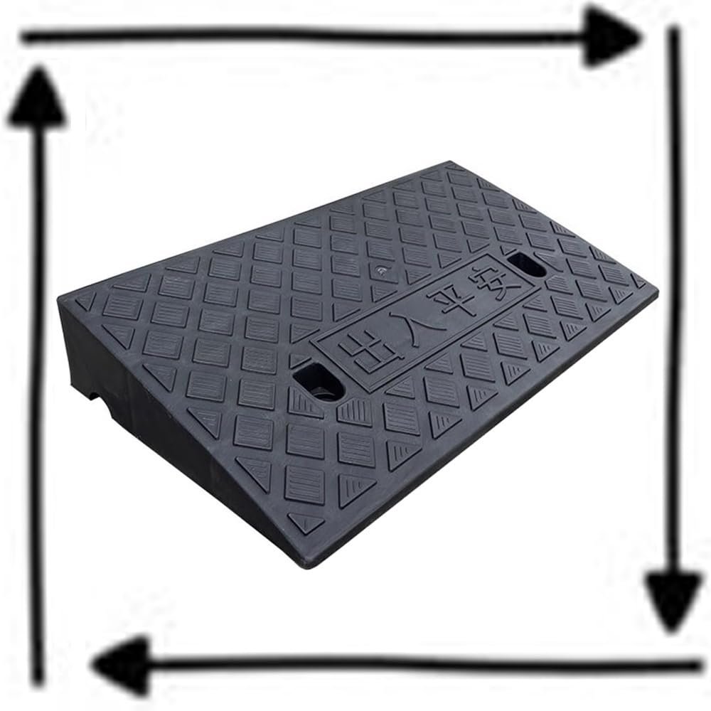 IMUNKT 2in/ 4in/ 5in Rise Threshold Ramp, Rubber Curb Ramp, Wheelchair Ramp, Non-Slip Driveway Ramp, Entry Ramp For Doorway, Stairs, Steps, Garage, Bike(Black,2.8in/7cm)