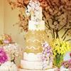 Large Pre-Made Ready to Use Edible Cake Lace Art Nouveau Style Applique Golden 14-inch 10-Piece Set view 4