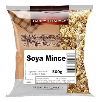Harry Harvey Dried Soya Mince 500 g | High-Protein Vegetarian Meat Alternative | Textured Soy Chunks for Curries, Bolognese, Stir-Fries | Low Fat, Versatile & Nutritious