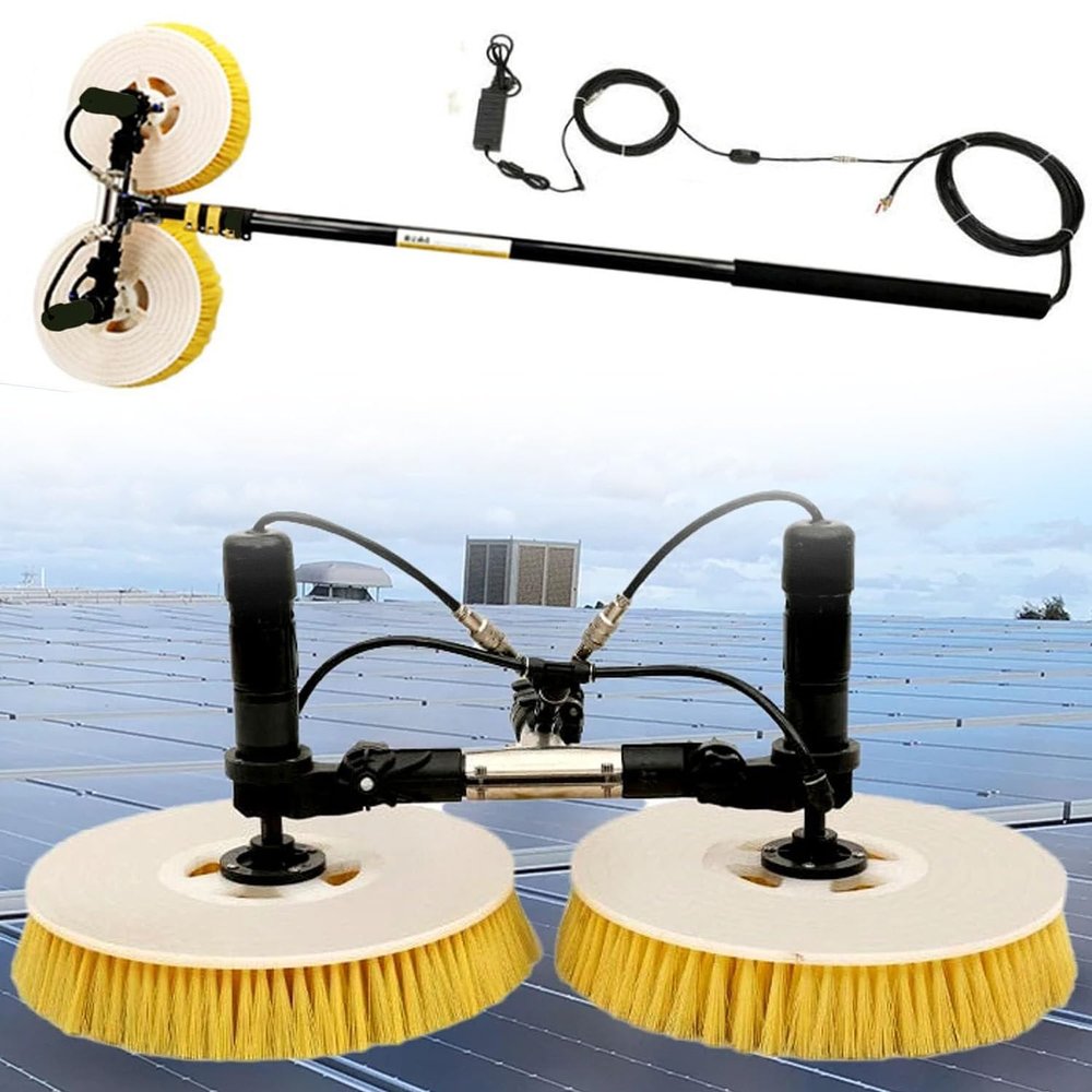 Solar Panel Cleaning Tools, Solar Photovoltaic Panel Cleaning Maine, Double Rotating Brush Head, 3.5/5.5/7.5m Extendable Water Fed Pole Kit,5.5M