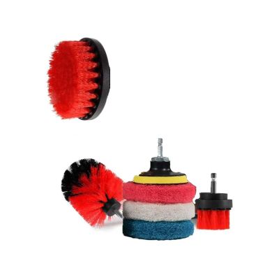 JUNCHENGBAO Cleaning Red 7 Pack Cleaning Brush And Pad Bundle Set Accessory Drill Attachments
