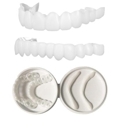 Brigtviee 2 Pairs Instant Veneers Dentures, Snap On Veneers Teeth, Fake False Teeth Clip in Veneers Teeth,Tooth Replacement Kit,Temporary Adjustable Clip On Dentures for Men Women