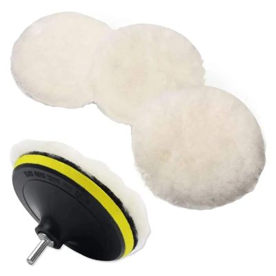 6Pcs Wool Polishing Buffing Pad Hook Loop For Drill Buffer Attachment With M14 Drill Adapter 5 Inch 6 Inch For Car Burnishing(5inch)