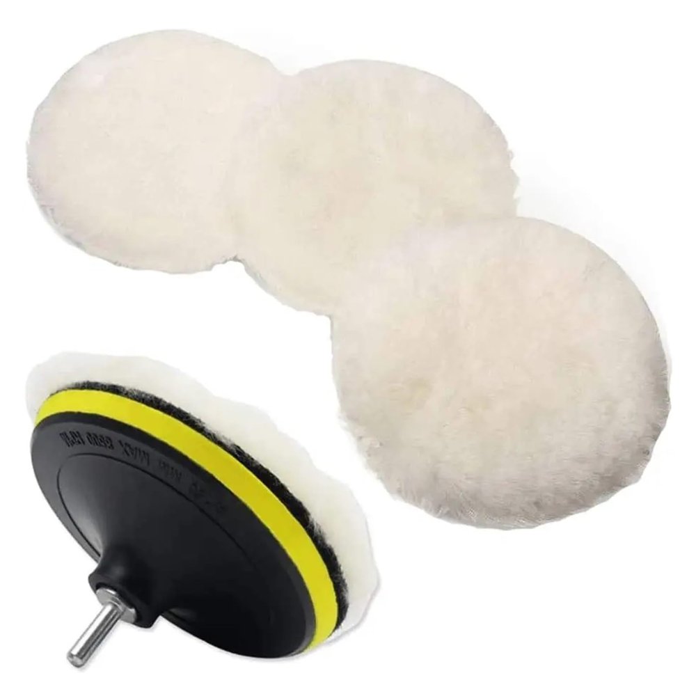 6Pcs Wool Polishing Buffing Pad Hook Loop For Drill Buffer Attachment With M14 Drill Adapter 5 Inch 6 Inch For Car Burnishing(5inch)