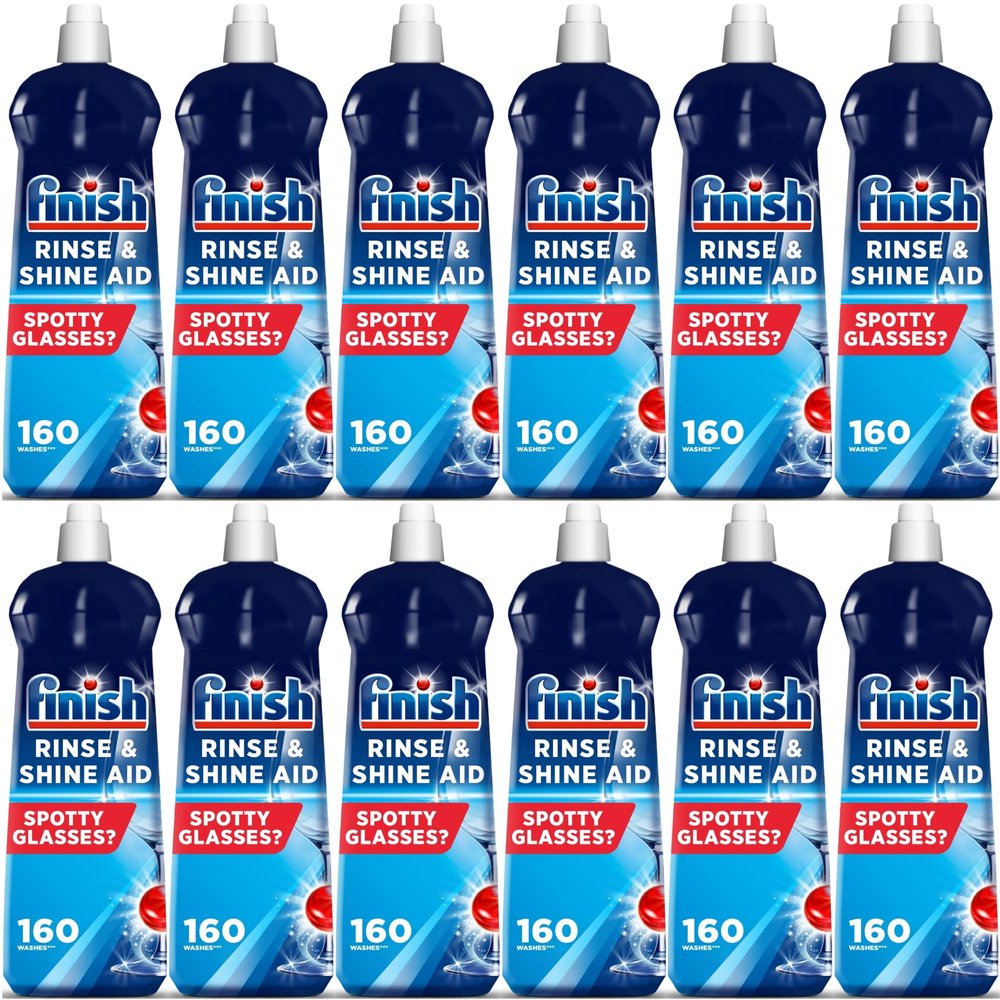 Finish | Finish Dishwasher Rinse & Shine Aid | Original | 800ml | For Drier Glasses and Spot Prevention (Pack of 12)