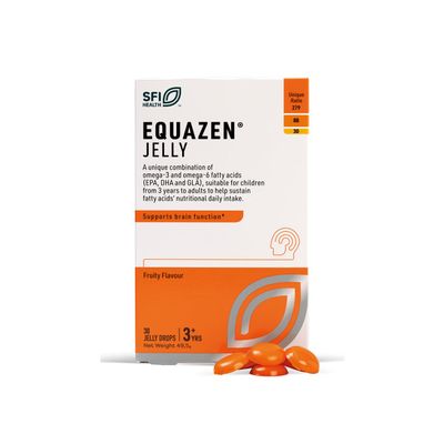 EQUAZEN Jelly | Omega 3 & 6 Fish Oil Supplement | Supports Brain Function | Blend of DHA, EPA and GLA | Suitable for Children from Years to Adults | 30 Jellies, Fruity Flavour