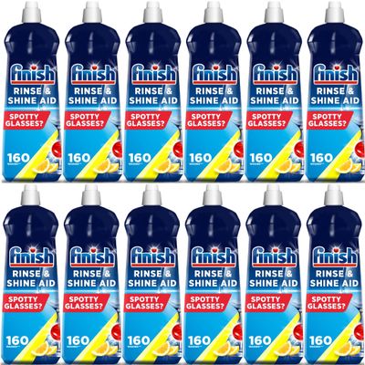 Finish | Finish Dishwasher Rinse & Shine Aid | Lemon | 800ml | For Drier Glasses and Spot Prevention (Pack of 12)