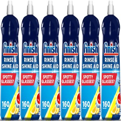Finish | Finish Dishwasher Rinse & Shine Aid | Lemon | 800ml | For Drier Glasses and Spot Prevention (Pack of 6)