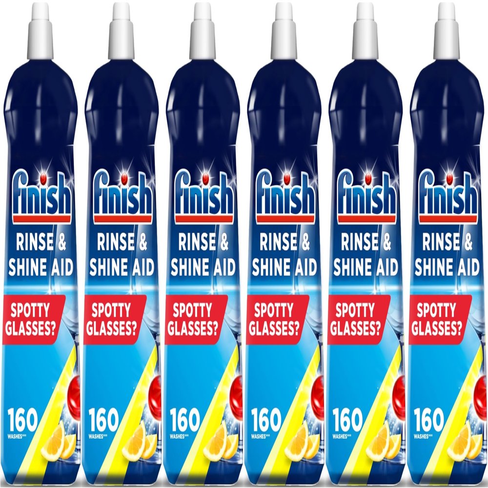 Finish | Finish Dishwasher Rinse & Shine Aid | Lemon | 800ml | For Drier Glasses and Spot Prevention (Pack of 6)