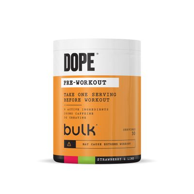 Bulk Dope Pre-Workout Powder | Strawberry Lime | 3g Creatine per Serving | 200mg Caffeine | Citrulline Malate & Arginine AKG | Beta-Alanine | Energy, Focus & Performance | 510g Supplement