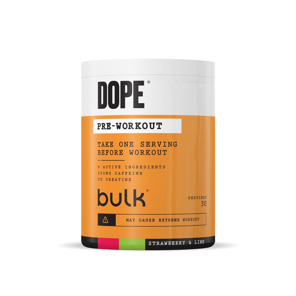Bulk Dope Pre-Workout Powder | Strawberry Lime | 3g Creatine per Serving | 200mg Caffeine | Citrulline Malate & Arginine AKG | Beta-Alanine | Energy, Focus & Performance | 510g Supplement