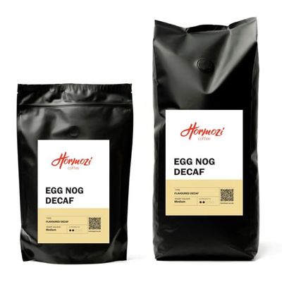 Freshly Roasted Hormozi Coffee - Egg Nog Flavoured Decaf Coffee Beans 1kg - Medium Roast