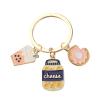 UJIMS Dessert Lovers Gift Sweet Cake Bubble Tea Key Chain Bubble Tea Lovers Gift Cheese Themed Gift Cheese Lover Friend Gift, Bubbletea Keychain, Default view 1