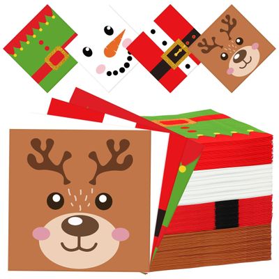 120 Pcs Christmas Cocktail Napkins Disposable Christmas Paper Napkins 3 Ply Xmas Party Dinner Napkins Christmas Decorative Beverage Napkins for Christmas Winter Holiday Kitchen Bathroom Party Supplies