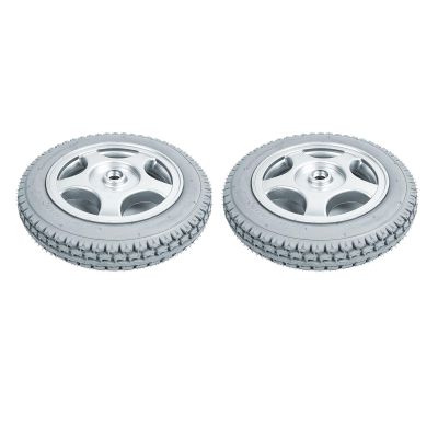 1 Pair of 12inch Rubber Wheelchair Rear Wheel Replacement, Solid PU Wheelchair Wheels, Bearing 17mm (11/16") Power Wheelchair Parts