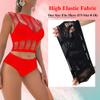 UAREBST Mesh Lingerie Set for Women, Two Piece Fishnet Chemise Bodysuit, Sexy Hollowed-Out Short Sleeves and Tights Set, Red, One Size view 2
