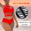 UAREBST Mesh Lingerie Set for Women, Two Piece Fishnet Chemise Bodysuit, Sexy Hollowed-Out Short Sleeves and Tights Set, Red, One Size view 3