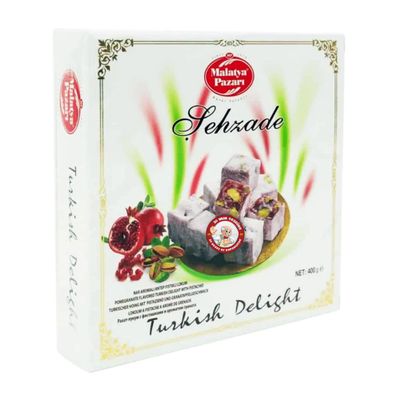 Pomegranate and Antep Pistachio Traditional Turkish Delight Lokum MP Sehzade 400 Gr by BAKKALIM UK