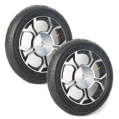 12 1/22 1/4 Rear Wheels for Wheelchair, 12 Inch Pneumatic Rubber Tire, Electric Wheelchair Accessories, Anti-Slip Rubber Wheel, Alloy Hub, Casters Rollers (Color : Black (Set of 2))
