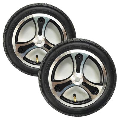 12 Inch Rear Wheels for Electric Wheelchair, 12 1/22 1/4 Pneumatic Tire, Wheelchair Wheels Accessories, Anti-Slip Rubber Wheel, Alloy Hub, Casters Rollers (Color : Black (Set of 2))