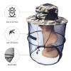 CONNECTION Mosquito Net Hat Gray Camouflage Midge Hat Mosquito Head Net Hat Foldable Mosquito Hats with Netting Midge Head Net Hat for Camping,Fishing,Beekeepin,Climbing,Outdoor Hiking view 4