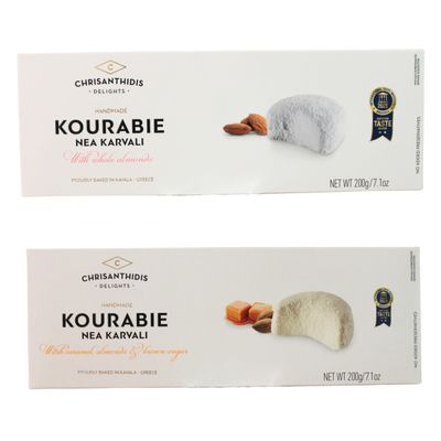Chrisanthidis Delights Greek Kourabie Mix: Shortbread with Almonds 200 g & Shortbread with Caramel - 200 g (Total: 400 g)