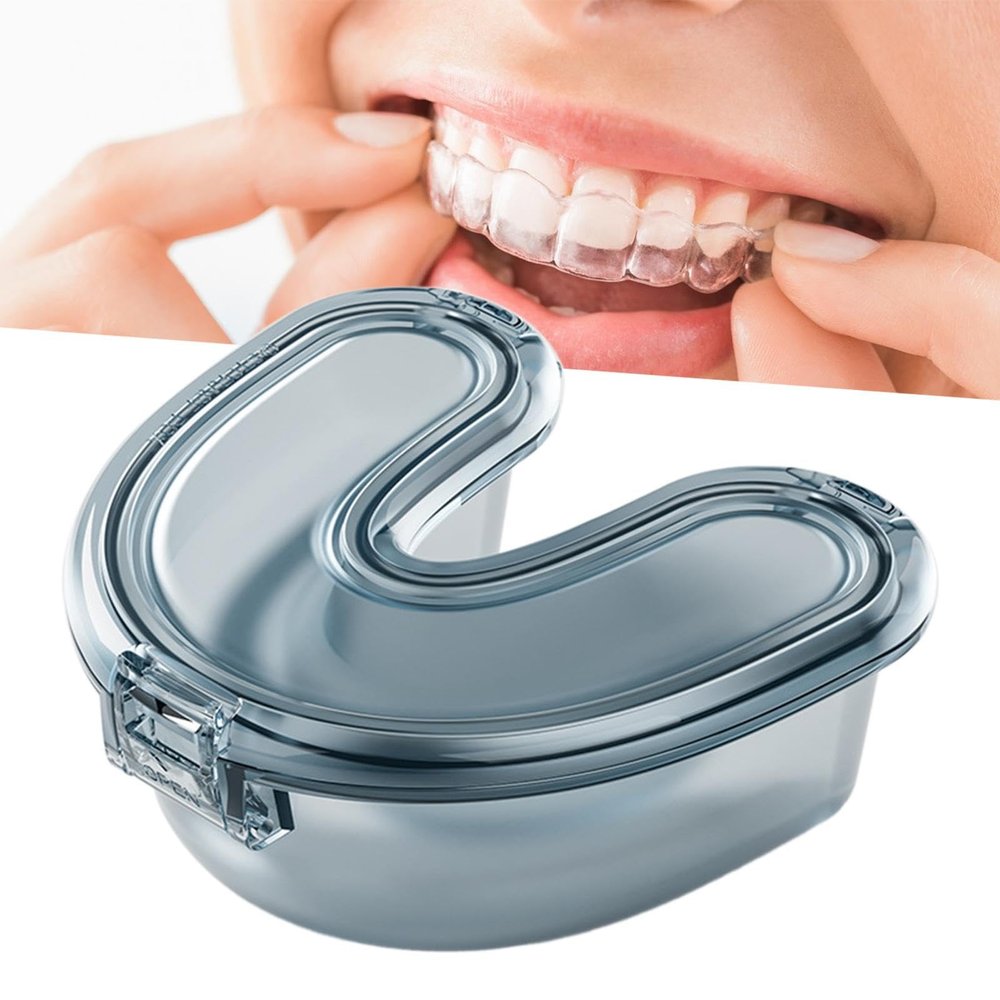 Mouth Guard Container, U-shaped Holder, Portable Mouth Guard Cover, Transparent Storage Box for Workplace, Aligner, Braces